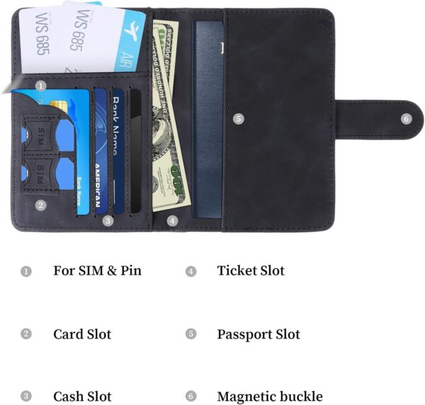 Passport Holder for Travel Leather Wallet Cover Case Must Haves Credit Card Bag Book Holder Protector Cruise Ship Vacation Essentials Accessories with Magnetic Buckle for Women and Men Gifts