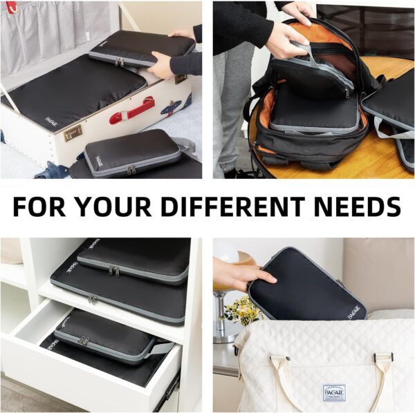 717zy9h6GL._AC_SL1500_.jpg BAGAIL 4 Set/6 Set/8 Set Compression Packing Cubes Travel Accessories Expandable Packing Organizers(Black ClothPattern 4 Set)