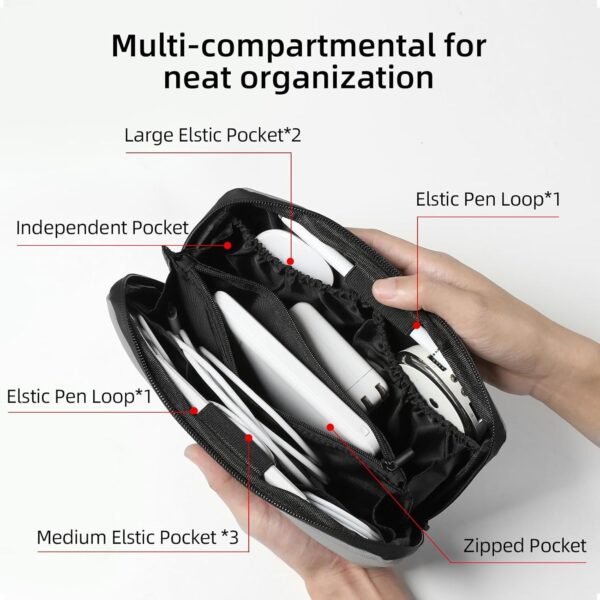 718fyJQ4YL._AC_SL1500_.jpg RIGHT AWAY Electronic Organizer, Travel Tech Pouch with Water Resistant Storage -Cord Organizer Bag to Carry Phone, Charger, Hard Drive, Power Bank & Accessorie Travel Essentials(BLACK)