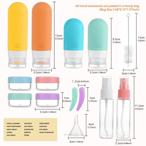 718ohyobh5L._SL1500_.jpg 16 Pack Travel Bottles Set - TSA Approved Leak Proof Silicone Squeezable Containers for Toiletries, Conditioner, Shampoo, Lotion & Body Wash Accessories (16 pcs/White Pack)