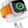 23W for Apple Watch Charger, Portable Dual Ports Fast Charging Plug, USB C Wall Power Adapter for Apple Watch 9/8/7/6/5/4/3/SE/Ultra, Compatible with iPhone Samsung AirPods Android-White