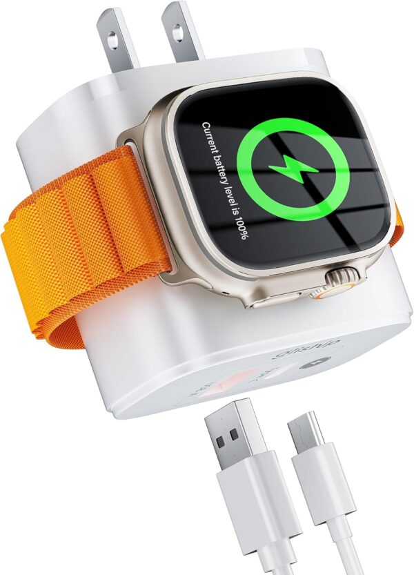 23W for Apple Watch Charger, Portable Dual Ports Fast Charging Plug, USB C Wall Power Adapter for Apple Watch 9/8/7/6/5/4/3/SE/Ultra, Compatible with iPhone Samsung AirPods Android-White