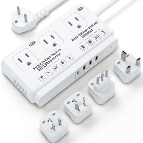 719DqYfRz3L._AC_SL1500_.jpg 220v to 110v Travel Voltage Converter: International Universal Voltage Converter US to Europe Power Strip Plug Transformer – 2000W Electric Hair Dryer Step Down Outlet Converters for European UK EU