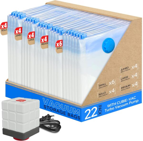 719Wwau6DnL._AC_SL1500_.jpg Vacuum Seal Bags for Clothing, 22 Pack Vacuum Storage Bags (4 Jumbo, 4 Large, 4 Medium, 6 Small, 4 Roll) for Clothes Comforters, Travel Space Saver Bag with Compact Electric Pump (2025 Upgrade)