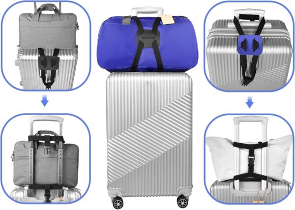 Luggage Straps Bag Bungee， Luggage Straps Suitcase Adjustable Belt，Add a Bag Easy to Travel Suitcase Elastic Strap Belt – (Black)