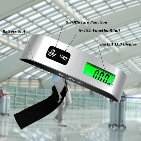 719xIcVwxL._SL1500_.jpg Luggage Scale, 110lb Luggage Weight Scale with 4 Unit Switching Functions&LED Display, Luggage Scale Travel Digital for Weighing Luggage, Backpacks, Packages and Markets