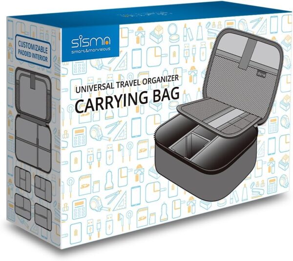 719xpmjCe0L._AC_SL1000_.jpg sisma Electronics Cords Organizer Tech Accessories Storage Case Travel Small Carrying Bag for Charging Cables Adapter USB Plugs Power Cord Leads - Grey 1680d