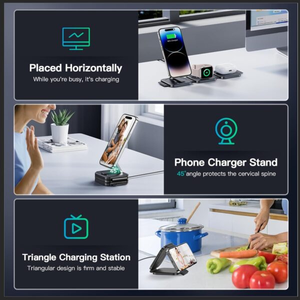 71A0j7IOvEL._AC_SL1500_.jpg 3 in 1 Charging Station for iPhone 16/15/14/13/12 Series, Travel Charger for Multiple Devices for AirPods 4/3/2/Pro,Wireless Charger Magnetic Charging for Apple Watch S10 Series(Black)