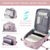 SHRRADOO Travel Laptops Backpack for Women Men, Casual Work Bag 17inch Backpack Airline Approved Backpack for Hiking Business (Pink khaki)