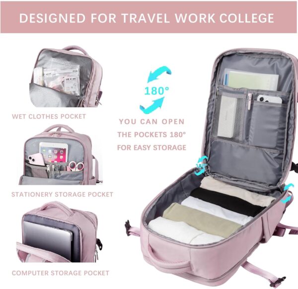 SHRRADOO Travel Laptops Backpack for Women Men, Casual Work Bag 17inch Backpack Airline Approved Backpack for Hiking Business (Pink khaki)