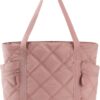 BAGSMART Tote Bag for Women, Puffer Work Tote with Zipper, Travel Essentials Quilted Nurse Travel Hospital Bag