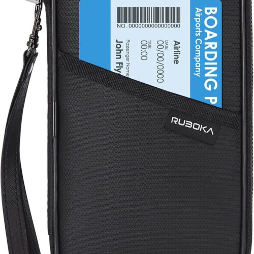 71BNBd6T21L._AC_SL1500_.jpg ruboka Fireproof RFID Blocking Passport Holder Wallet, Family Multiple Passport Holder Cover Bag Waterproof, Travel Document Organizer Credit Card Clutch Bag for Men Women