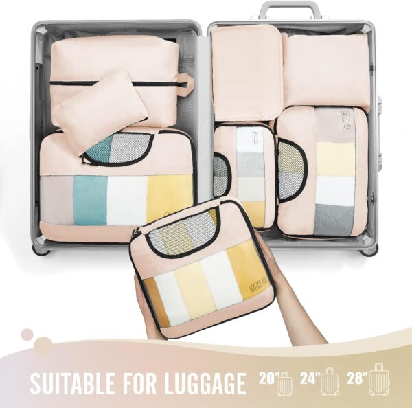 71BgNOqL-L._AC_SL1500_.jpg Veken 8 Set Packing Cubes, Travel Gifts for Women Mom, Carry on Suitcase Organizer Bags with Hanging Toiletry Bag and Large Laundry Bag, Travel Essentials Luggage Accessories for Cruise Ship