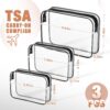 3 Pack Clear Toiletry Bag, TSA Approved Makeup Pouch Water Resistant Portable Travel Organizer, Carry On PVC Cosmetic for Airport Airline Complian