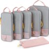 BAGSMART 6 Set Compression Packing Cubes - Lightweight Travel Essentials, Durable Luggage Organizer