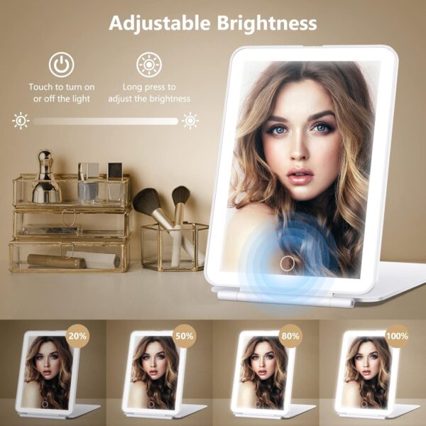 71CgH-9us6L._AC_SL1500_.jpg Rechargeable Makeup Mirror for Travel, Vanity Mirror with 80LEDs, 3 Color Light, 2000mAh Battery, Portable Ultra Slim Lighted Mirror, Travel Essential