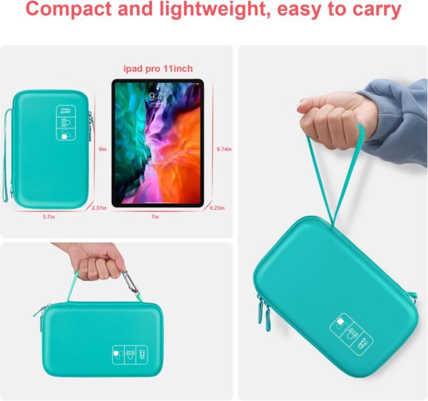 71CrF4MrnL._AC_SL1500_.jpg Hard Electronic Organizer Travel Case Electronics Accessories Cable Gadget Wire Storage Bag Double Layer Shockproof Box for Charger, Cord, Flash Drive, Apple Pencil, Power Bank, Turquoise
