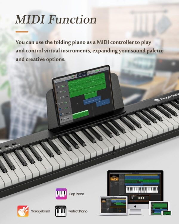 71CvAUiQZeL._AC_SL1500_.jpg Portable Piano Keyboard, Semi-Weighted Folding Digital Piano 88 Key, Full Size, Wood Grain, Electric Piano Keyboard w/MIDI Bluetooth, Suitable for Adult, Toddler, Kids