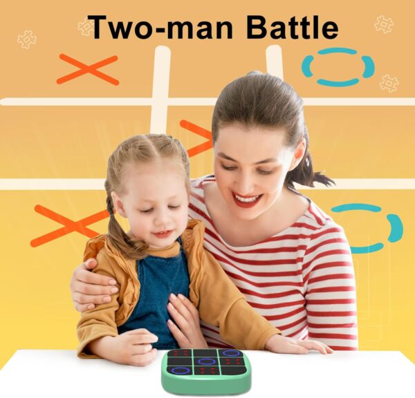 Tic Tac Toe Bolt Game, 4-in-1 Handheld Puzzle Game Console,Electronic Tic Tac Toe Game for Educational and Memory Growth, Portable Travel Games for Car Ride, Board Games for Kids and Adults(Cyan)