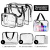 71DRZnsHmvL._SL1200_.jpg 3Pcs Crystal Clear PVC Travel Toiletry Bag Kit for Women Men, Waterproof Vinyl Organizer Makeup Bags with Zipper Handle Straps, Cosmetic Bag Pouch Carry on Airport Airline Compliant Bag Handbag