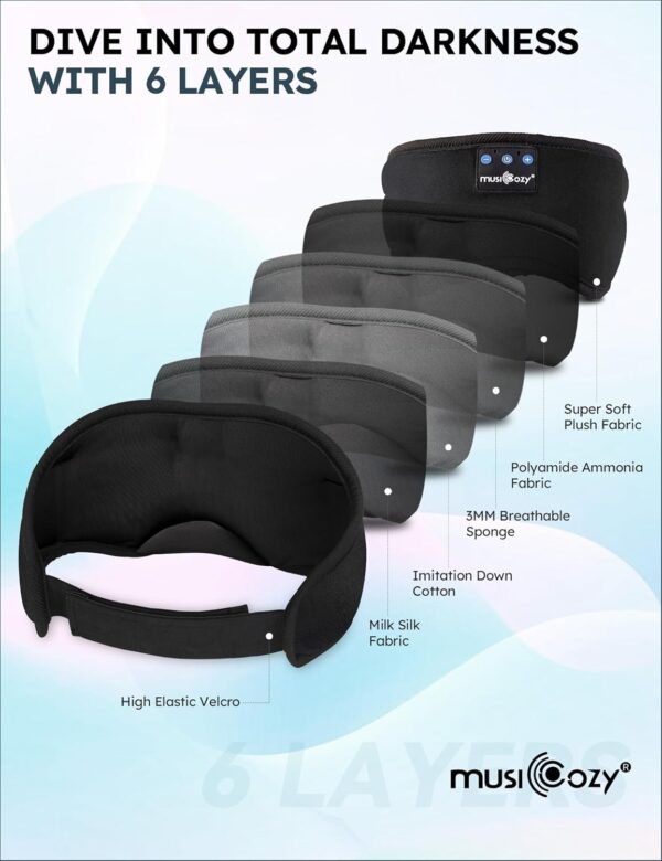 71DcoH1UX6L._AC_SL1500_.jpg MUSICOZY Sleep Headphones, Bluetooth 5.4 Sleep Mask Headband Headphones Sleeping Eye Mask, Wireless Music Earbuds Earphones with HD Headphones Ultra-Thin Stereo Speakers for Side Sleepers Men Women