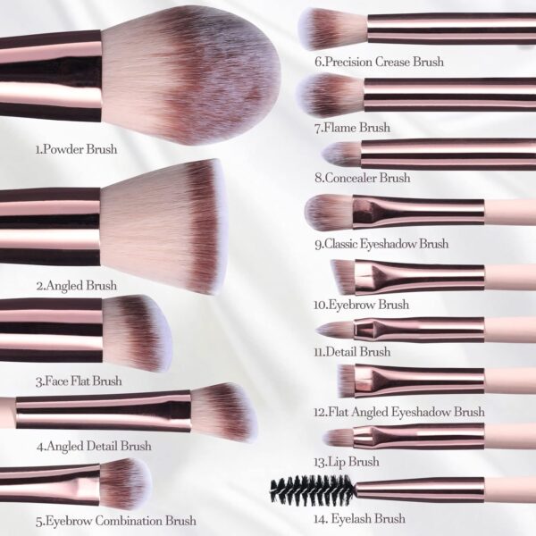 71EUU-G2GZL._SL1500_.jpg BS-MALL Makeup Brushes Foundation Powder Concealers Eye Shadows Makeup Set with LED light Mirror 14 Pcs Mini Makeup Brushes (APINK)