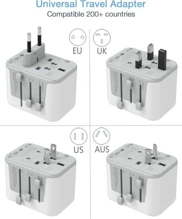 71EewnUJjkL._AC_SL1500_.jpg TESSAN Universal Travel Adapter, International Power Adapter 5.6A 28W 3 USB C 2 USB A Ports, Travel Worldwide Plug Adaptor, Outlet Wall Charger for Europe UK EU AUS (Type C/G/A/I)