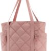 BAGSMART Tote Bag for Women, Puffer Work Tote with Zipper, Travel Essentials Quilted Nurse Travel Hospital Bag