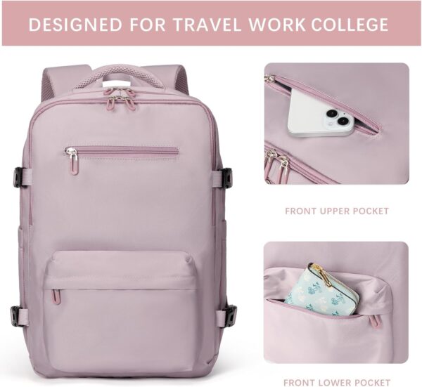 SHRRADOO Travel Laptops Backpack for Women Men, Casual Work Bag 17inch Backpack Airline Approved Backpack for Hiking Business (Pink khaki)