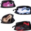 YAMIU Travel Shoe Bags Set of 4 Waterproof Nylon with Zipper for Men & Women, Black