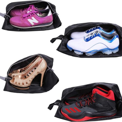 71FsEUFT1jL._AC_SL1500_.jpg YAMIU Travel Shoe Bags Set of 4 Waterproof Nylon with Zipper for Men & Women, Black