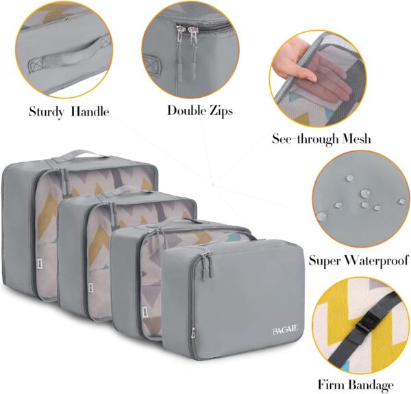 BAGAIL 8 Set Packing Cubes Luggage Packing Organizers for Travel Accessories-Pewter Color