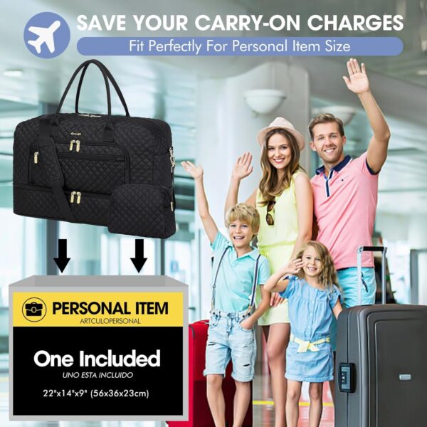 71H8Z5O3qaL._AC_SL1500_.jpg Large Women Travel Duffle Bag - Carry on Overnight Bag Weekend Travel Duffel Tote Bag Yoga Gym Bag with Wet Pocket Toiletry Weekender Overnight Bag for Travel Business Trips Sport Hospital Black
