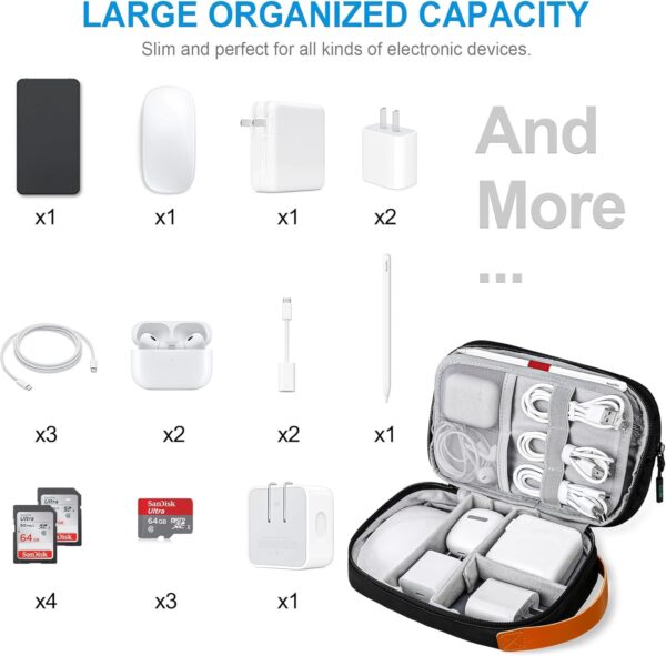 71HNLOcVBsL._AC_SL1500_.jpg Lacdo Electronics Organizer Travel Case, Travel Bag Cable Organizer for Essentials, Water Resistant Tech Accessories Carry Storage for Cord, Phone, Cables, Airpods, USB Flash Drive, Daily Items, Black