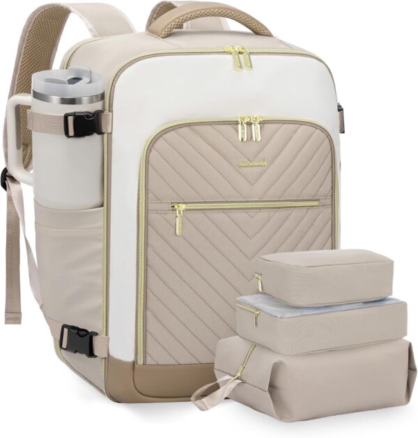 71IfBkVtxIL._AC_SL1500_.jpg LOVEVOOK Large Travel Backpack for Women, TSA Carry on Backpack for Airplanes, 40L Personal Item Travel Bag for Women fits 17" Laptop,Waterproof Carry on Bag Airplane Approved with 3 Packing Cubes