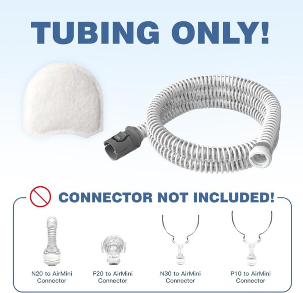 71IhULxtAL._AC_SL1500_.jpg Replacement CPAP Tubing for ResMed AirMini Tube & 10-Pack Airmini Supplies Filters Combo, as Flexible as OEM | Compatible with ResMed Airmini CPAP Machine & P10 Nasal Pillows & N20 & N30 Nasal Masks