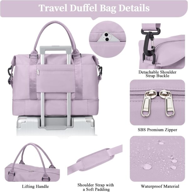71IlScNFDZL._AC_SL1500_.jpg Weekender Bags for Women,Personal Item Travel Bag with Shoes Compartment,Overnight Travel Duffel Bag with Toiletry Bag