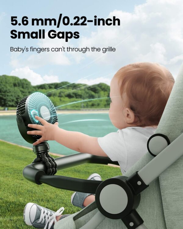 71IqJqKAQL._AC_SL1500_.jpg Gaiatop Mini Portable Stroller Fan, Battery Operated Small Clip on, Detachable 3 Speed Rechargeable, 360° Rotate Flexible Tripod Better Cooling for Car Seat Crib Treadmill Travel Black