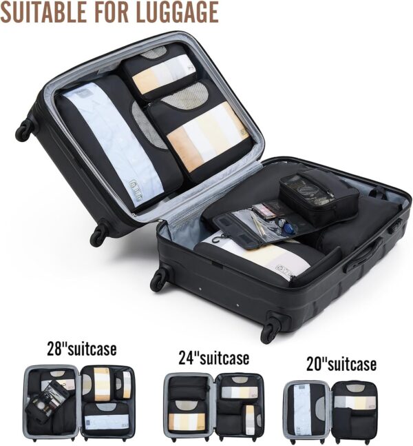 Veken 8 Set Packing Cubes for Travel Essentials, Suitcase Organizer Bags Set for Luggage, Road Trip Travel Accessories in 4 Sizes (Extra Large, Large, Medium, Small), Black