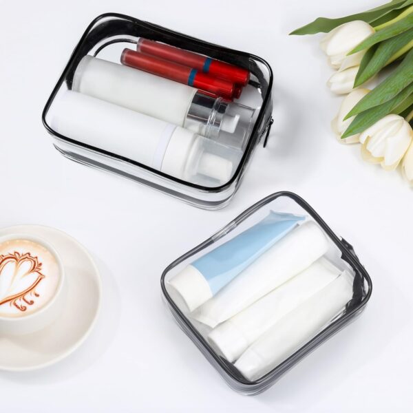 TSA Approved Toiletry Bag,2 Pack Clear Toiletry Bag, Quart Size Travel Essential Bags for Toiletries,Clear Makeup Bag Organizer, Carry on Cosmetic Bags for Women,Black