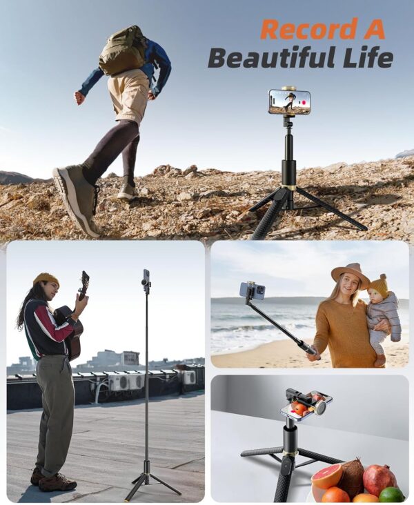 62" Phone Tripod & Selfie Stick, Tripod for iPhone with Remote, All-in-1 Cell Phone Stand, Portable, Lightweight Extendable for Selfies Video Recording Vlog, Compatible with iPhone Android