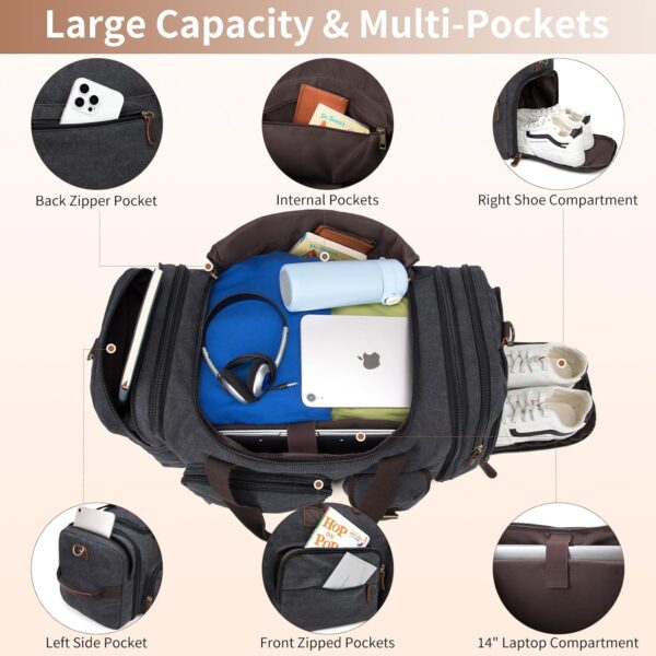 71JS9tMpTUL._AC_SL1500_.jpg Mens Duffle Bag for Travel 3Pcs Set Travel Bags for Men 60L Expandable Canvas Bag (Dark Gray)