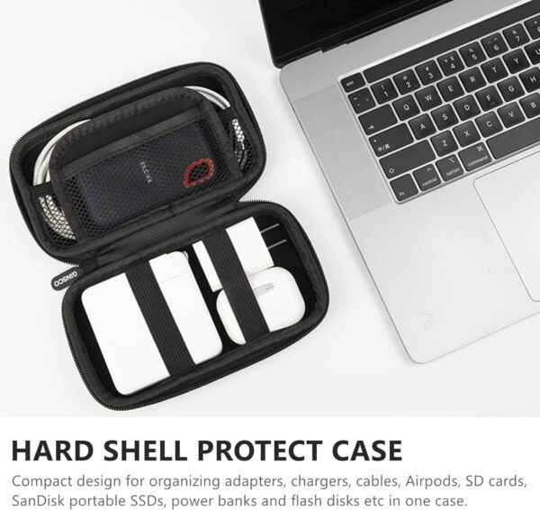71JV4dq2Q1L._AC_SL1500_.jpg Ginsco Hard Shell Protection Case Electronic Accessories Organizer Pouch for MacBook Air/pro Adapter Chargers Cables Power Bank, for Sandisk Portable SSD Flash Disk SD Card (Black)