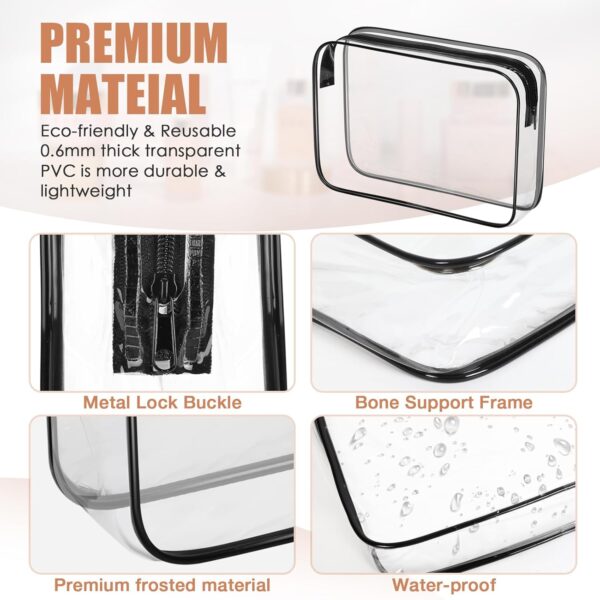 3 Pack Clear Toiletry Bag, TSA Approved Makeup Pouch Water Resistant Portable Travel Organizer, Carry On PVC Cosmetic for Airport Airline Complian