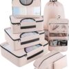 71KIZJHPaBL._AC_SL1500_.jpg Veken 8 Set Packing Cubes, Travel Gifts for Women Mom, Carry on Suitcase Organizer Bags with Hanging Toiletry Bag and Large Laundry Bag, Travel Essentials Luggage Accessories for Cruise Ship