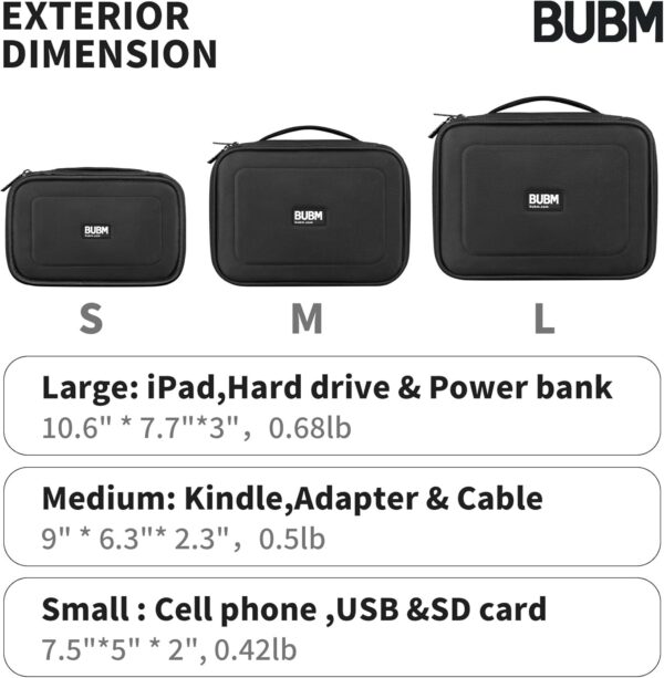 71KLBzjKusL._AC_SL1500_.jpg BUBM Cable Organizer Bag 3pcs Electronics Travel Organizer for Hard Drives, Cables, Phone, USB, SD Card(2 Year Warranty