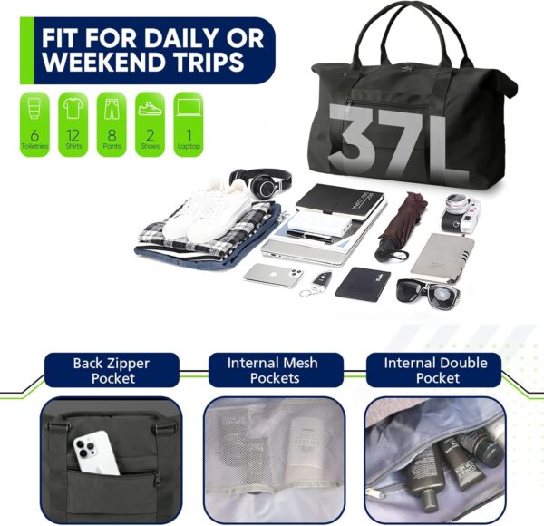 71KQzeRYoML._AC_SL1500_.jpg Travel Duffle Bag, Weekender Travel Bag Men Small Gym Bag for Women, Hospital Bag for Labor and Delivery, Overnight Bag Luggage Bag with Trolley Sleeve, Airplane Travel Essentials for Flying(Black)
