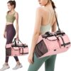 71KaEvF-eaL._AC_SL1500_.jpg MAXTOP Gym Bag for Women Travel Duffle Carry On Tote Weekender Bag Large Capacity Pink Overnight Bag With Shoe Compartment Gym Tote with Dry and Wet Separation