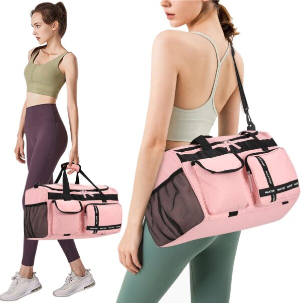 71KaEvF-eaL._AC_SL1500_.jpg MAXTOP Gym Bag for Women Travel Duffle Carry On Tote Weekender Bag Large Capacity Pink Overnight Bag With Shoe Compartment Gym Tote with Dry and Wet Separation