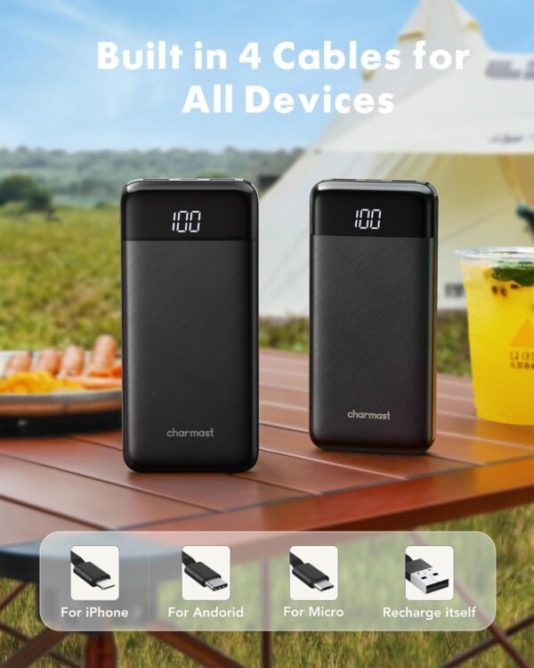 71KbbZXDbtL._AC_SL1500_.jpg Portable Charger with Built in Cables, Portable Charger with Cords Wires Slim 10000mAh Travel Essentials Battery Pack 6 Outputs 3A High Speed Power Bank for iPhone Samsung Pixel LG Moto iPad